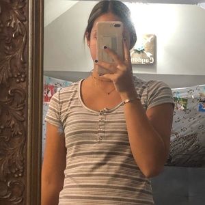 White and gray striped shirt